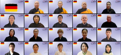 線上參加柏林佛光山的三皈五戒者與法師