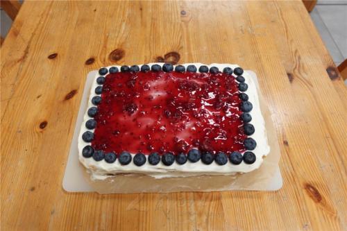 柏林佛光菩提園小朋友合力完成的提拉米蘇蛋糕